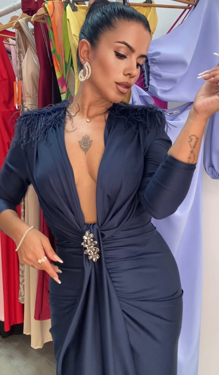 VESTIDO CARINA AZUL MARINO