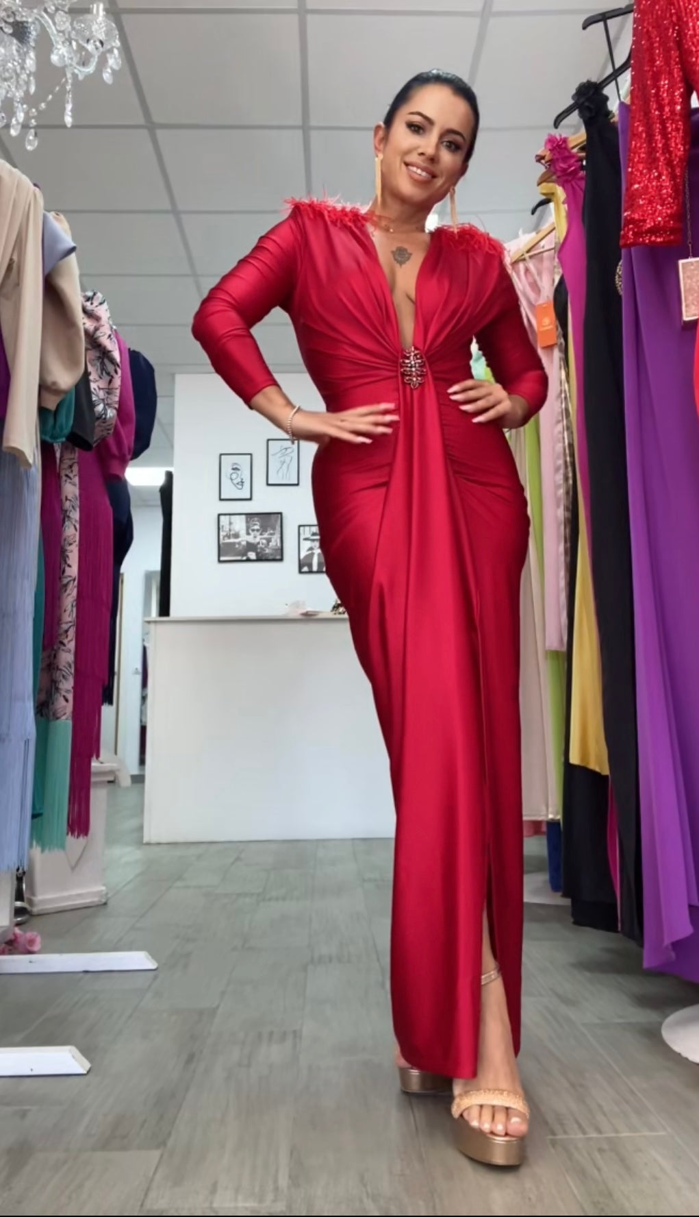 VESTIDO CARINA ROJO TINTO