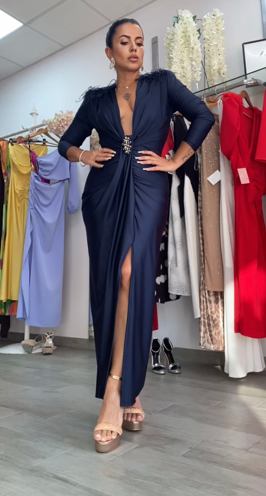 VESTIDO CARINA AZUL MARINO