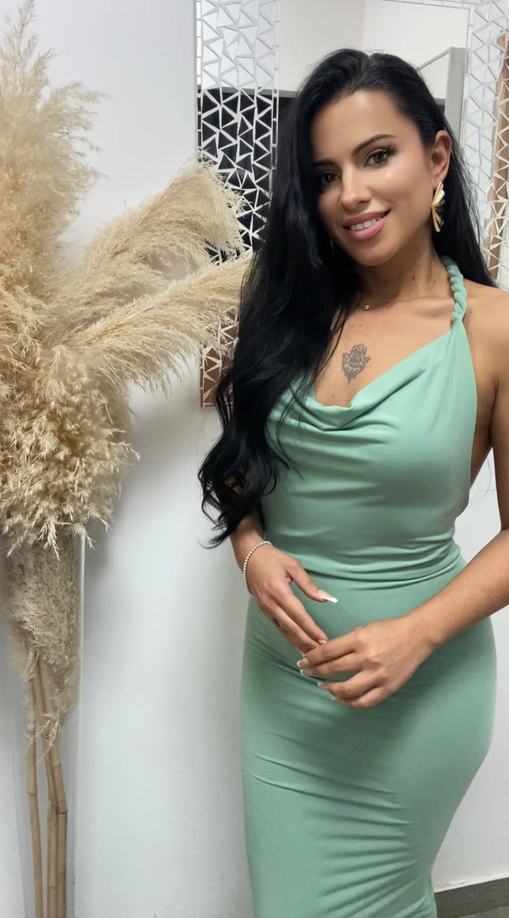 VESTIDO TRENZADO VERDE MENTA