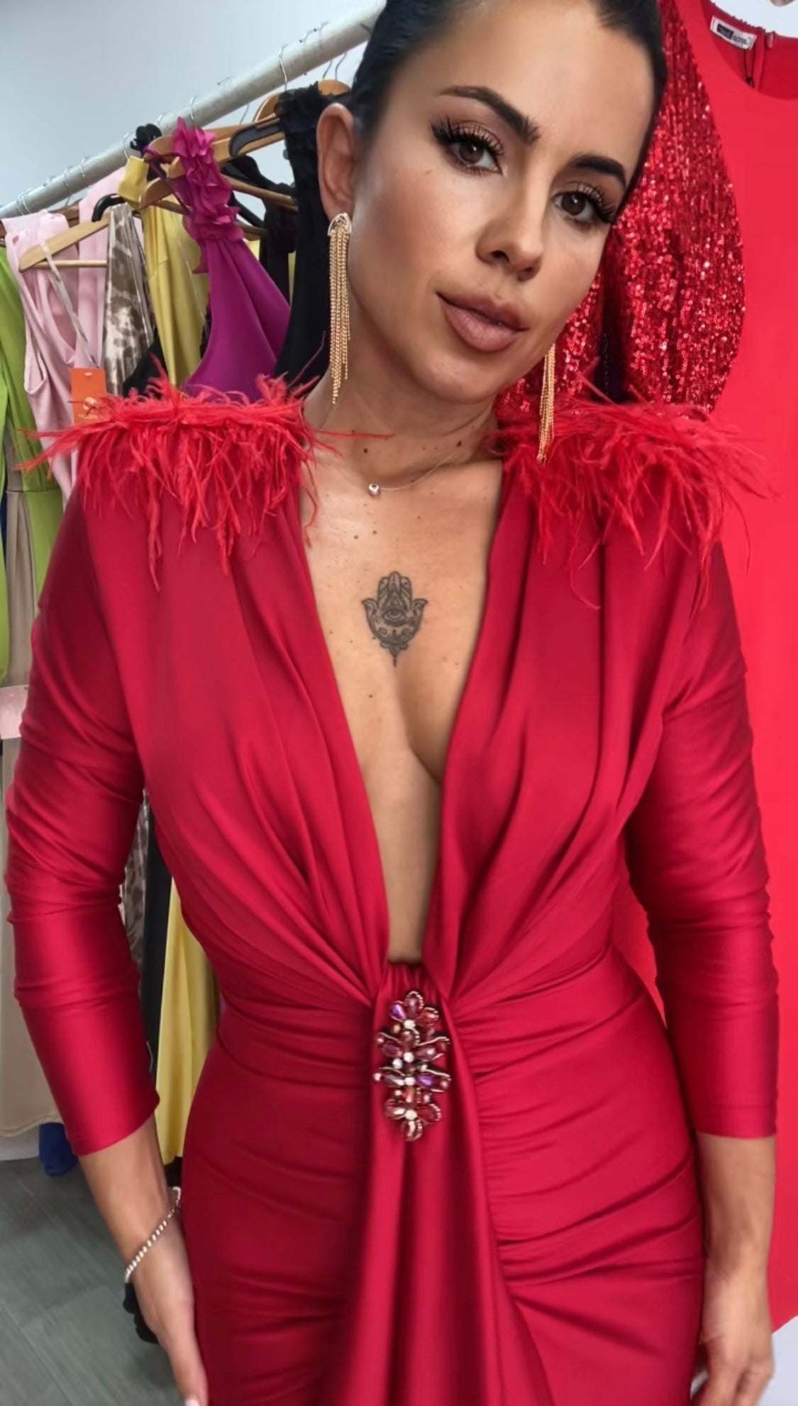 VESTIDO CARINA ROJO TINTO