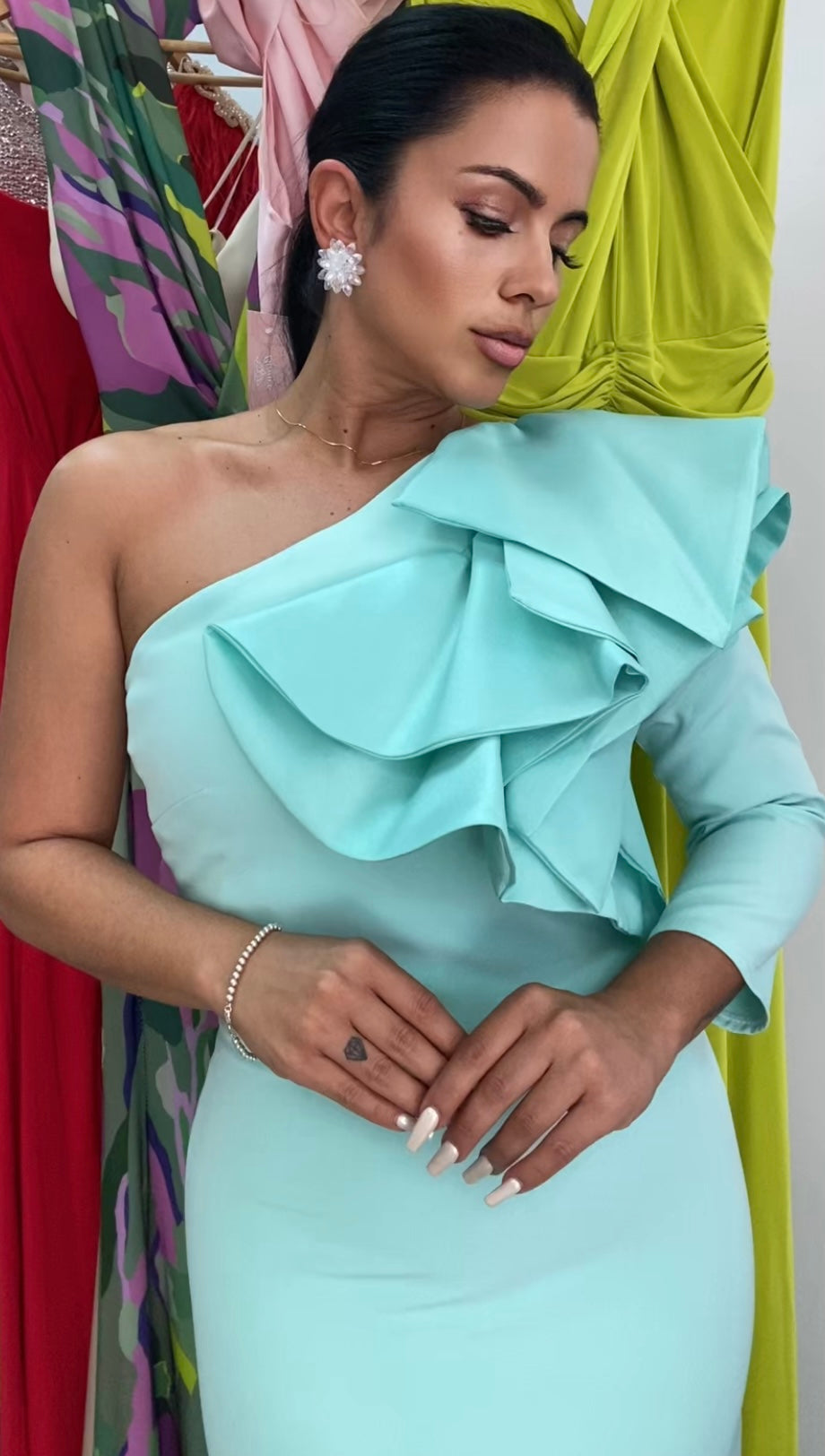 VESTIDO FLORENCIA VERDE AGUA
