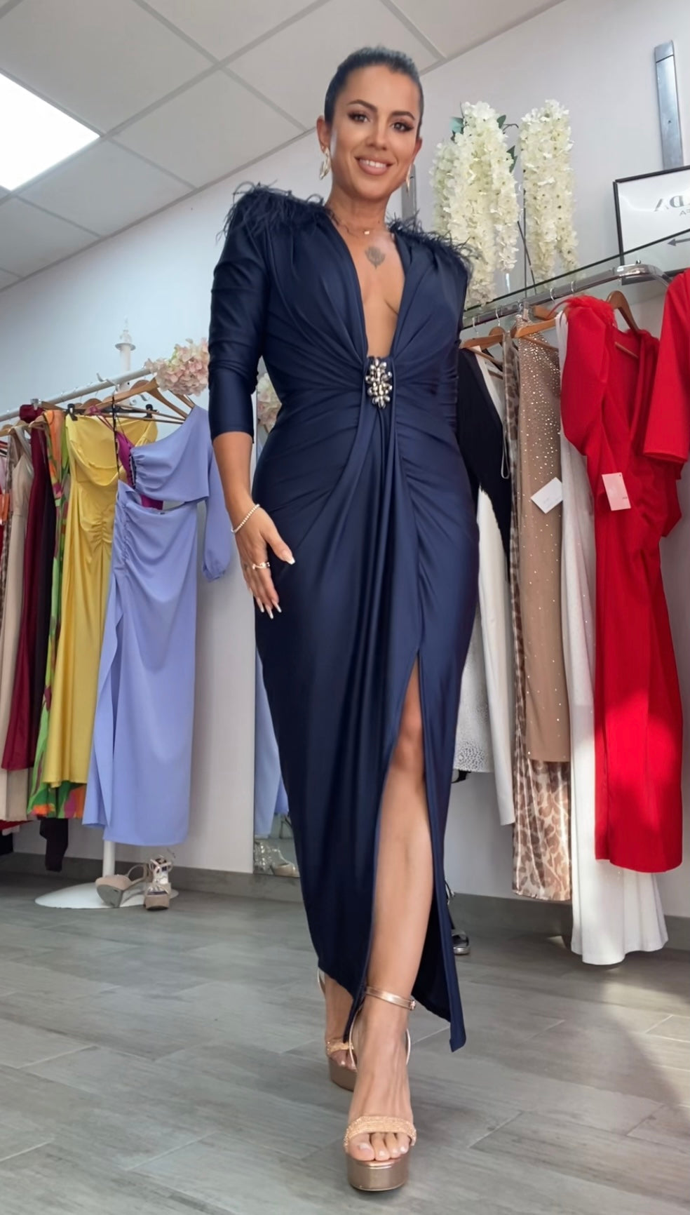 VESTIDO CARINA AZUL MARINO