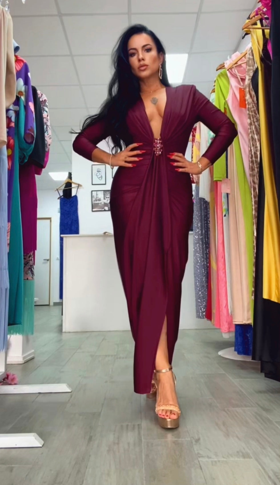 VESTIDO TIFANI BORGOÑA