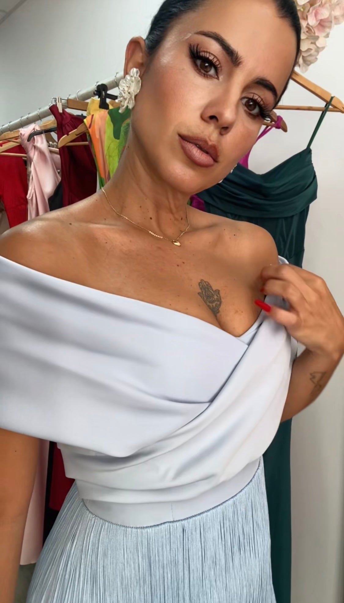 VESTIDO CELESTE FLECOS