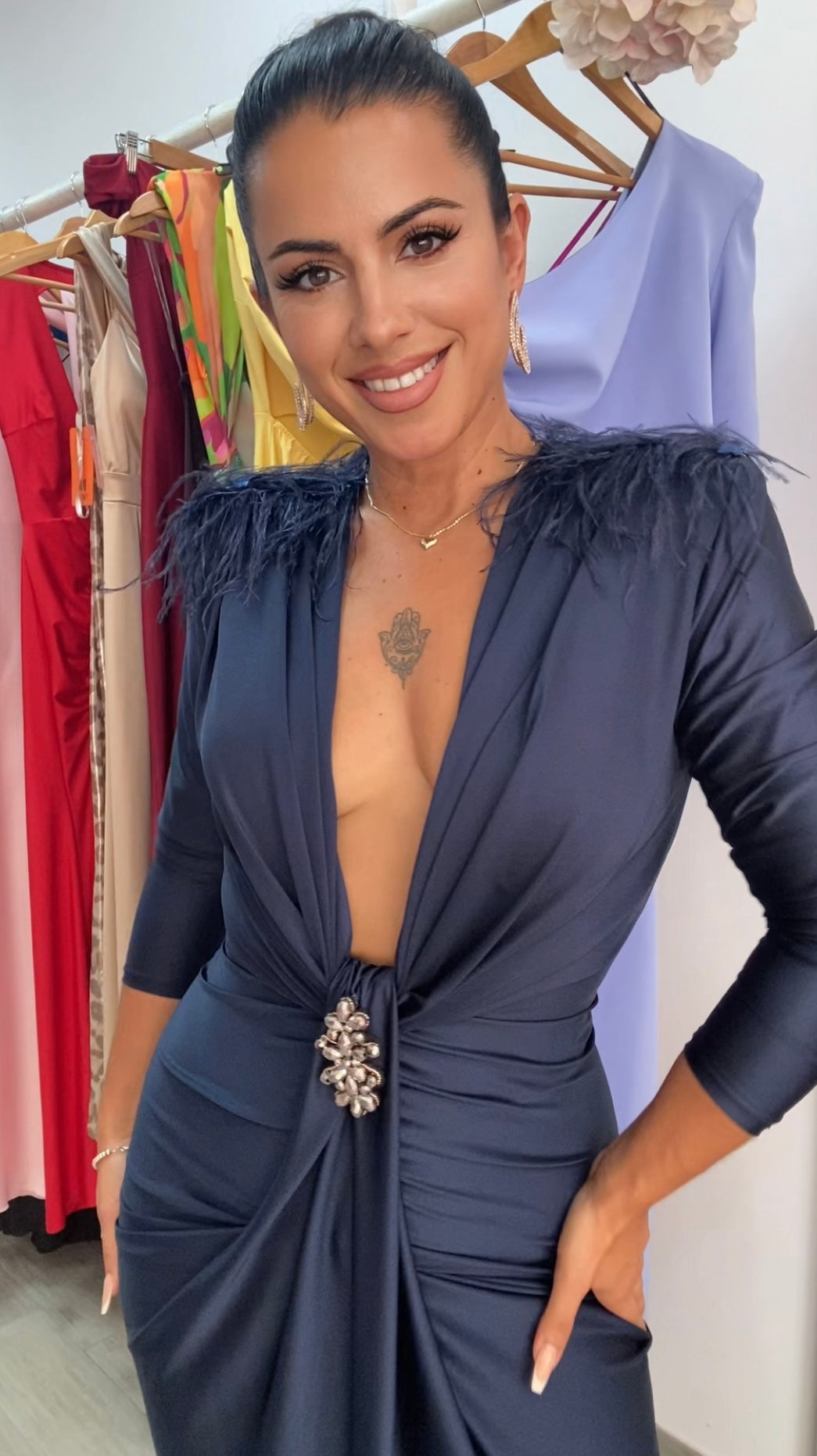 VESTIDO CARINA AZUL MARINO
