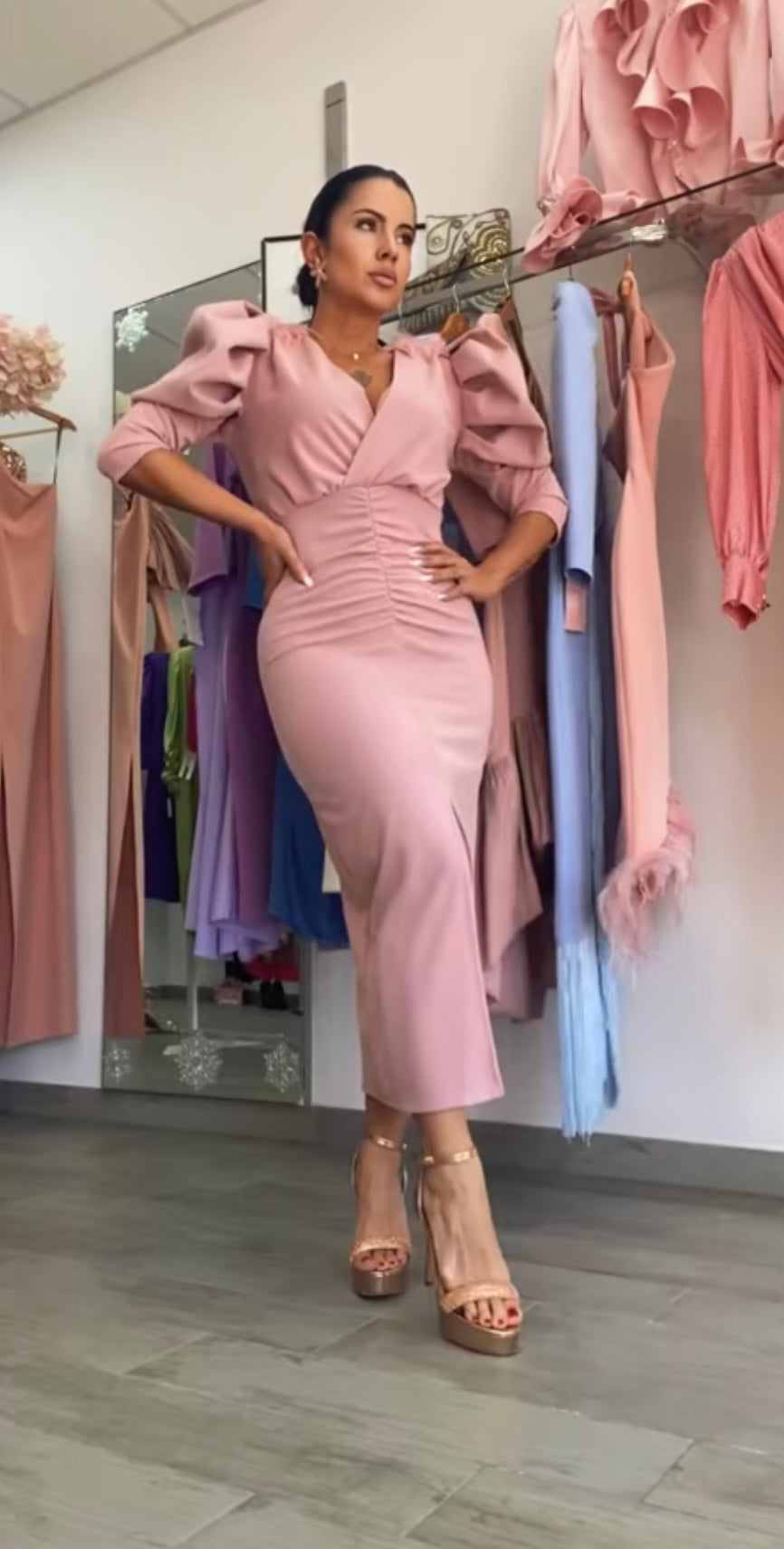 VESTIDO BELA ROSA EMPOLVADO