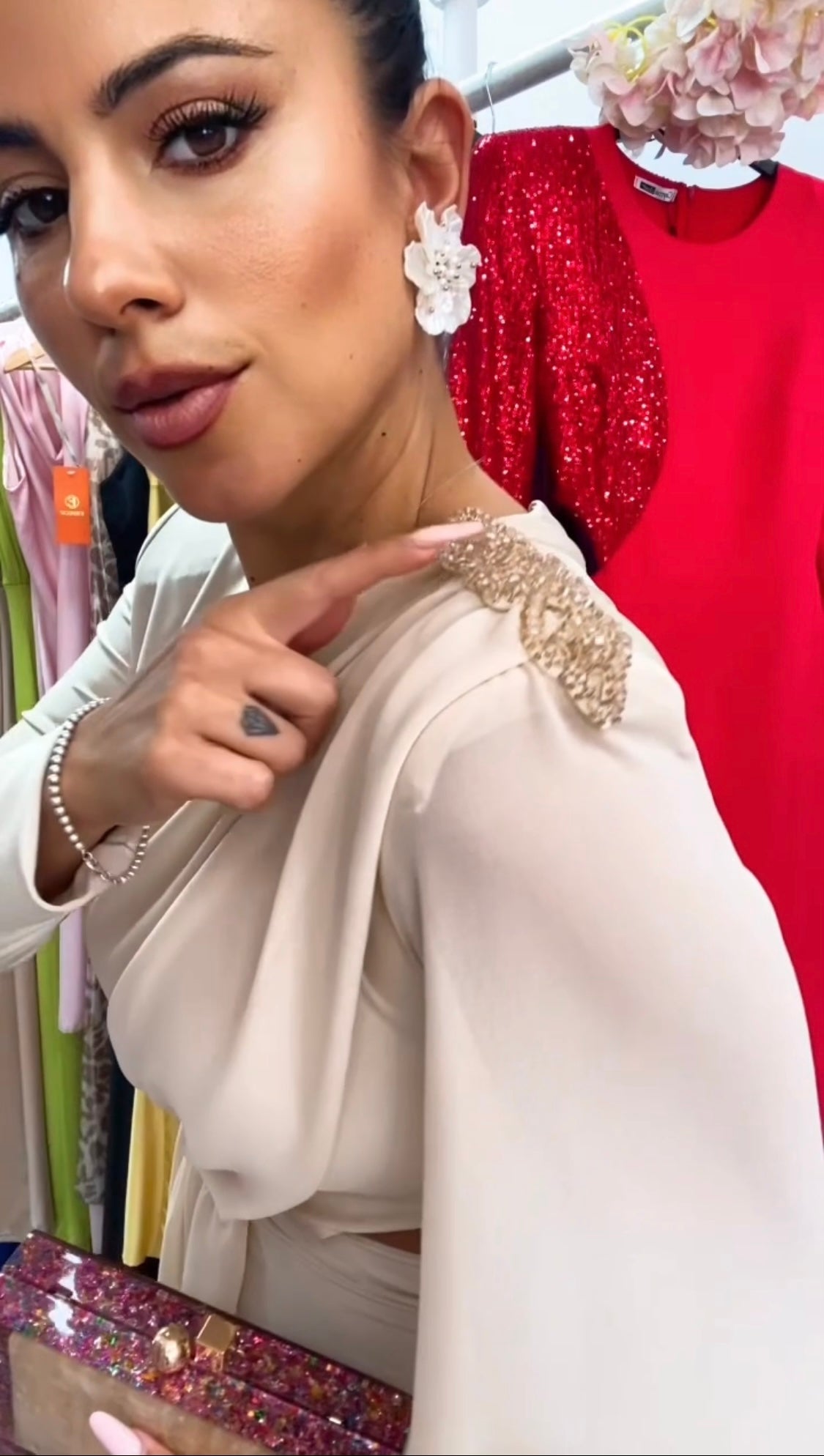 VESTIDO EGIPCIO BEIGE-DORADO