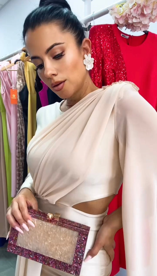 VESTIDO EGIPCIO BEIGE-DORADO