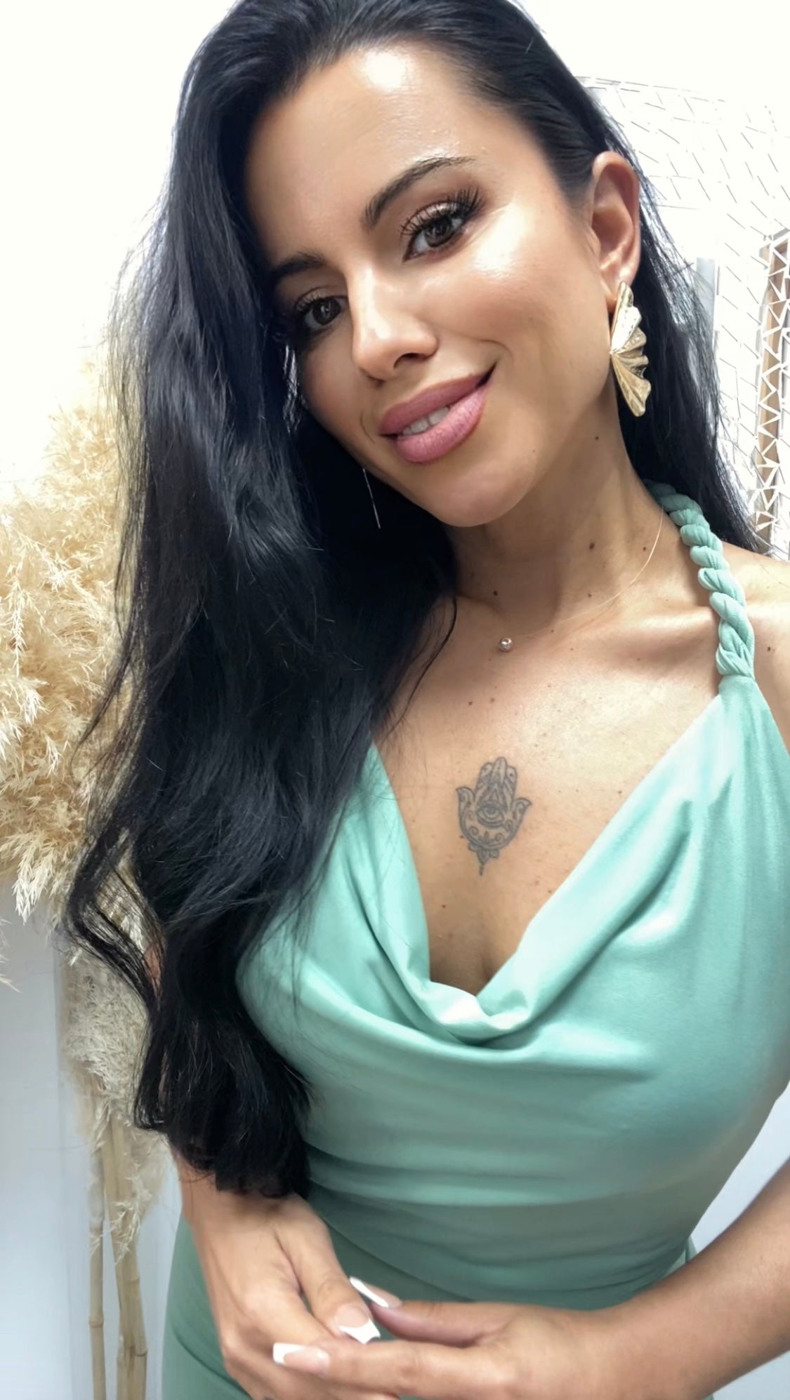 VESTIDO TRENZADO VERDE MENTA