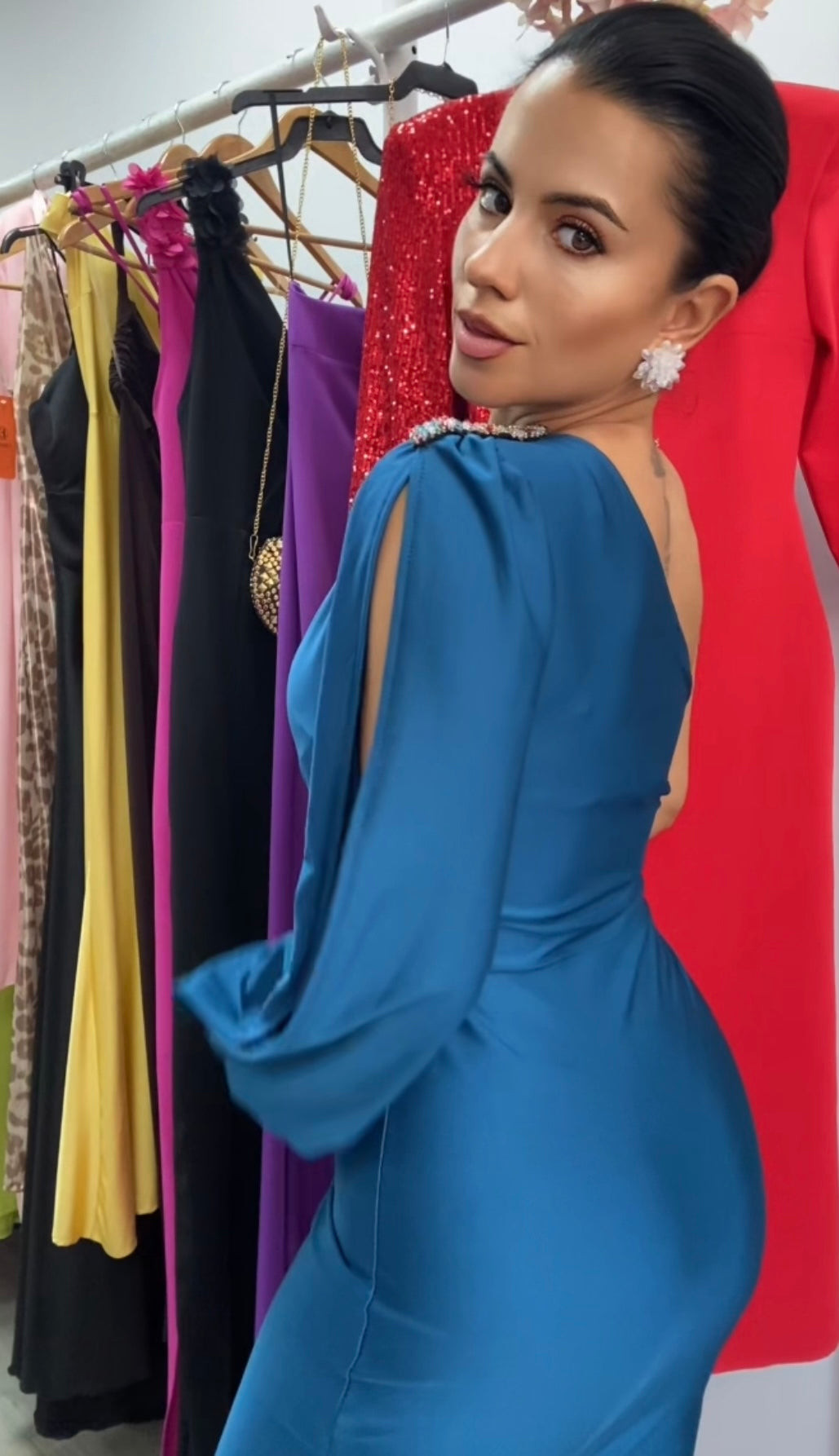 VESTIDO EGIPTO AZUL PETRÓLEO