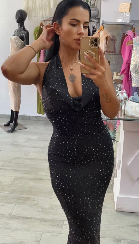 VESTIDO HALTER BRILLO