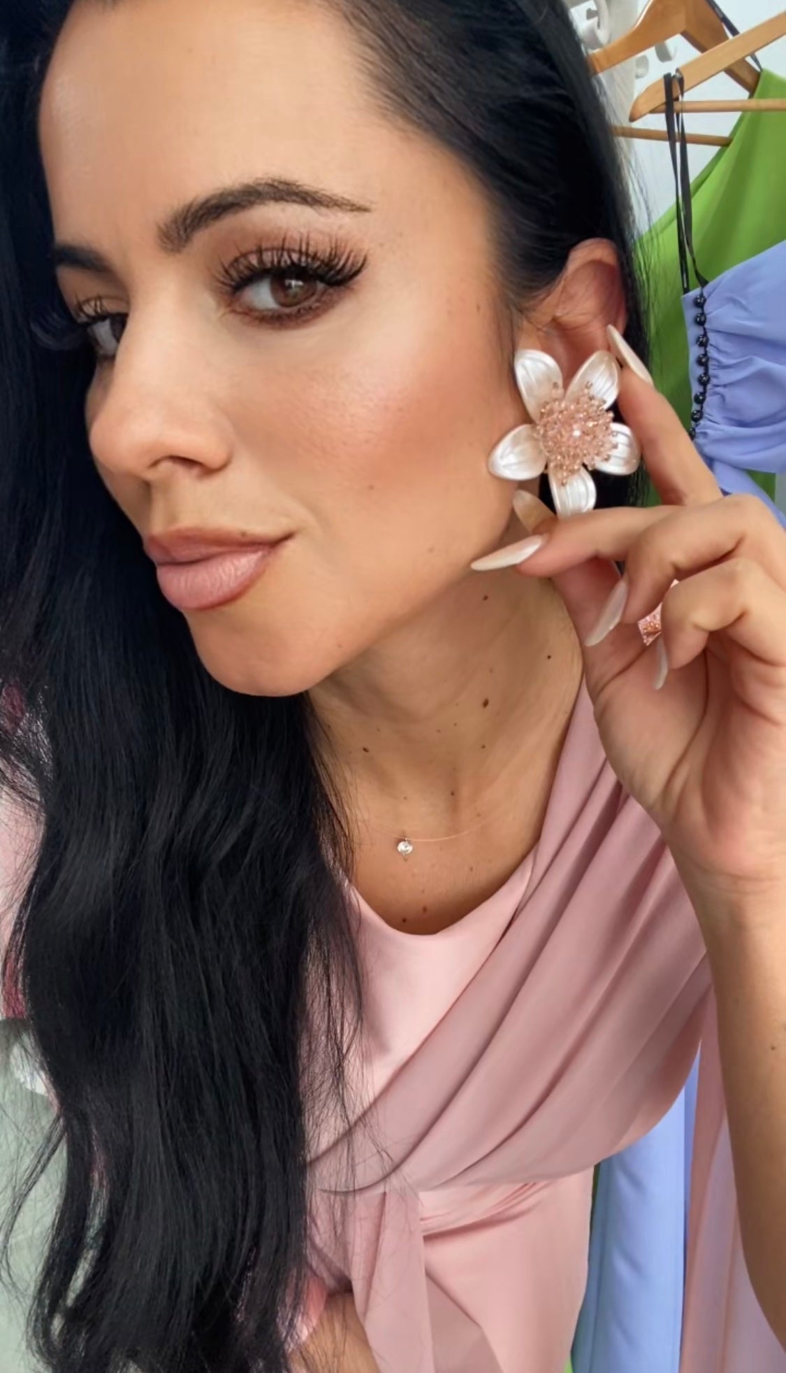 PENDIENTES FLOR ROSADO