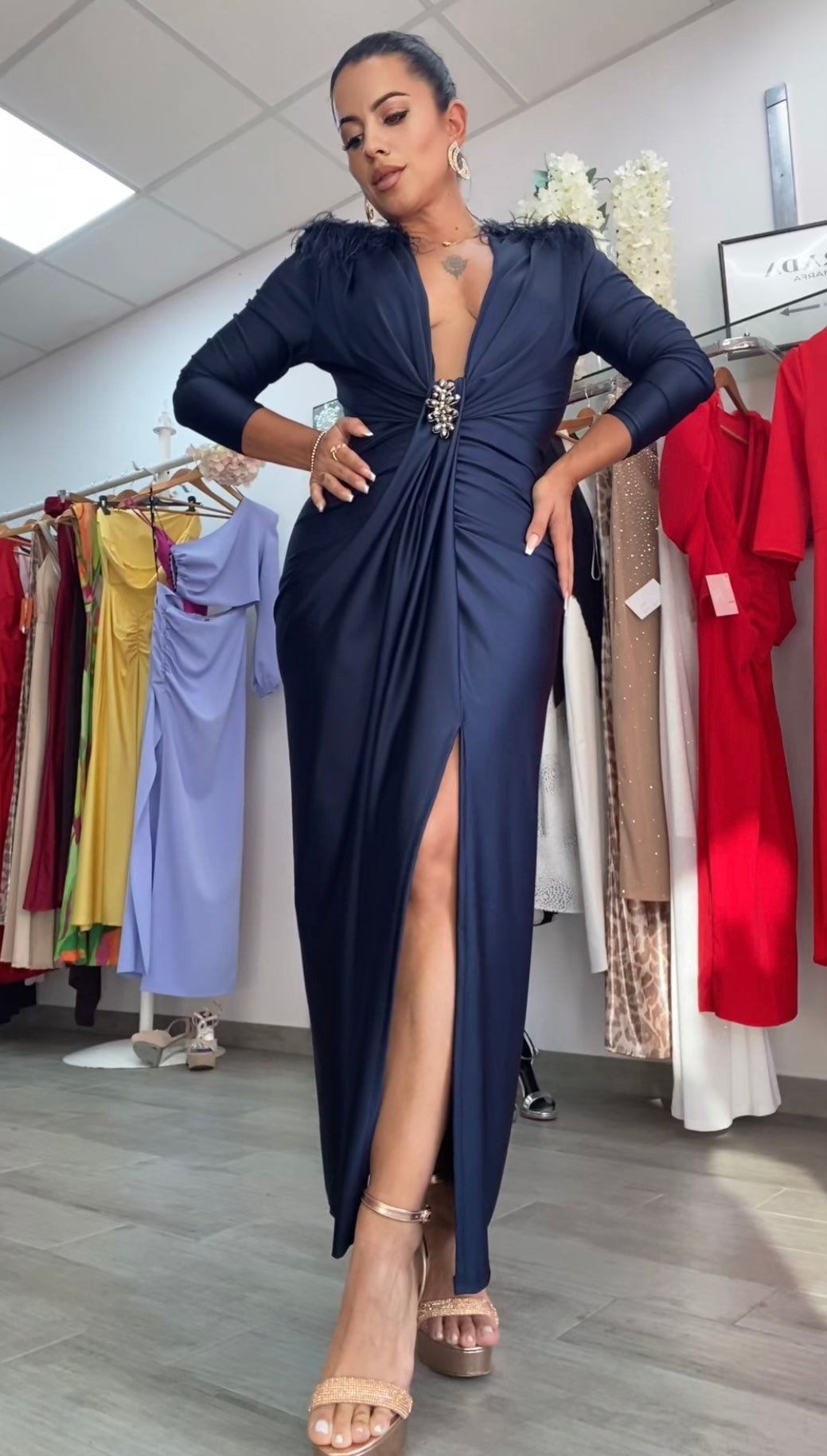 VESTIDO CARINA AZUL MARINO