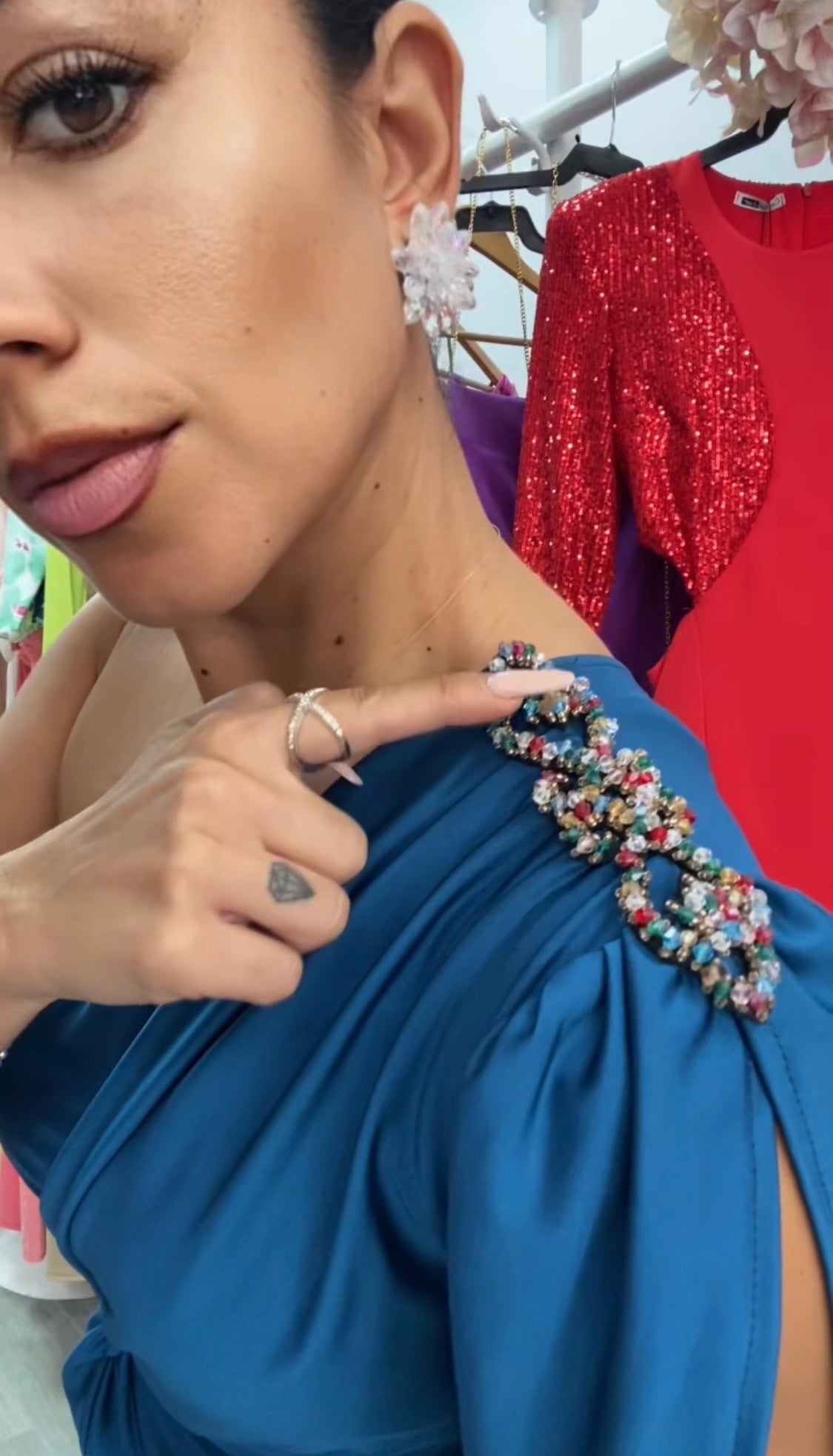 VESTIDO EGIPTO AZUL PETRÓLEO