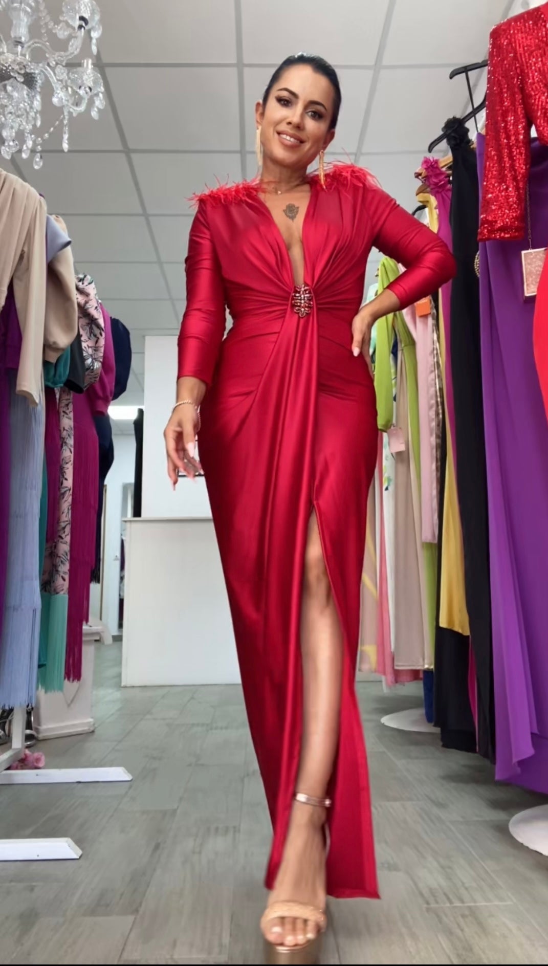 VESTIDO CARINA ROJO TINTO