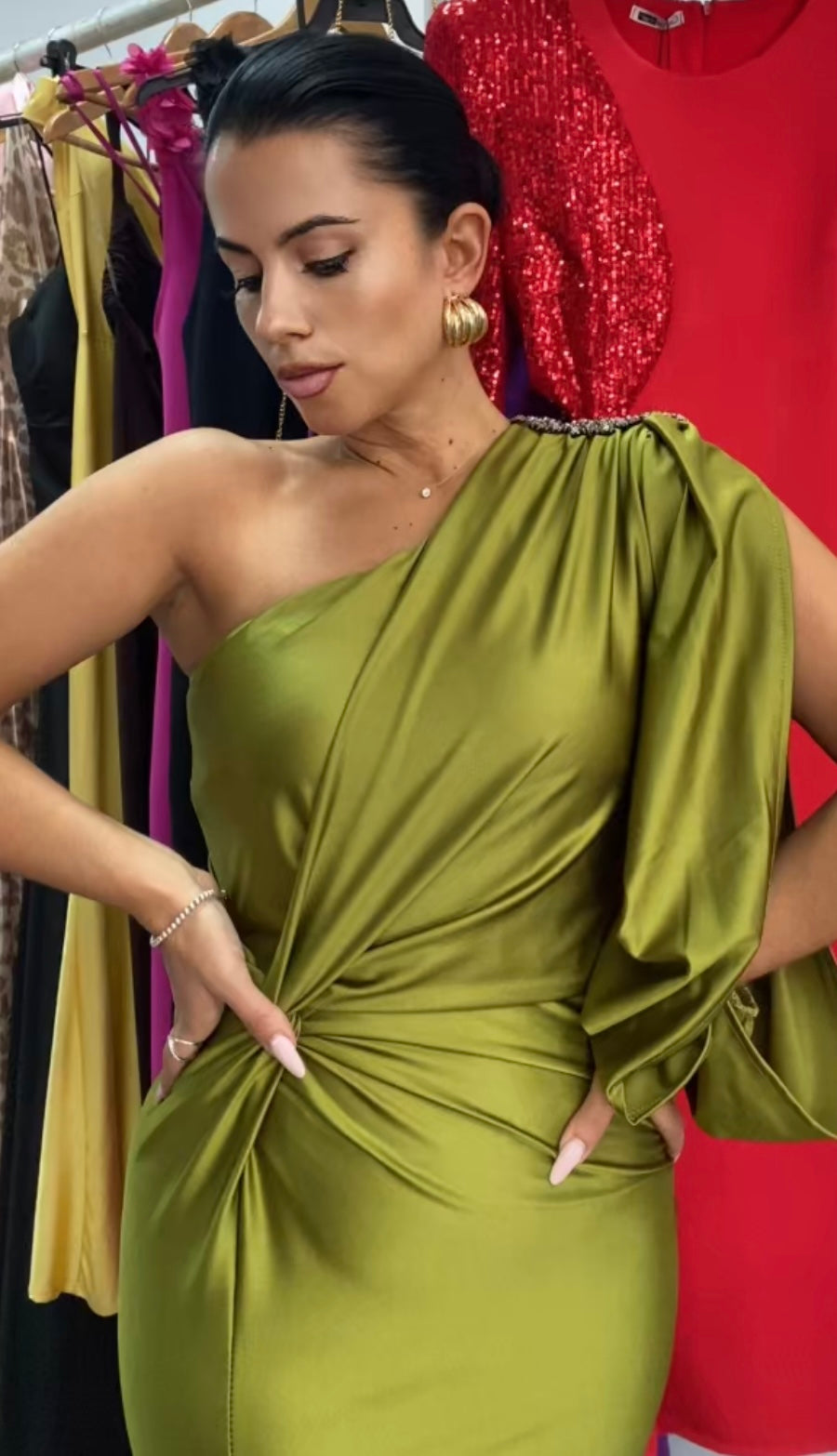 VESTIDO EGIPTO VERDE OLIVA