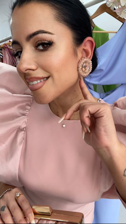 PENDIENTES CRISTAL ROSA