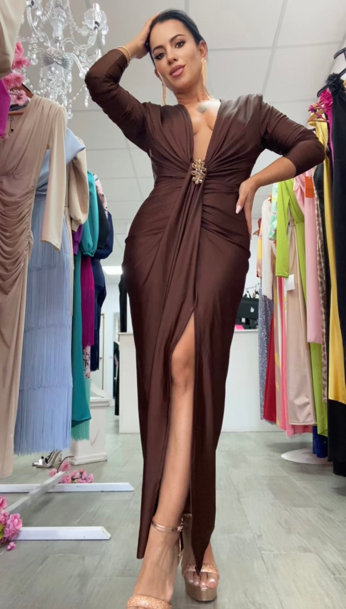 VESTIDO TIFANI MARRÓN
