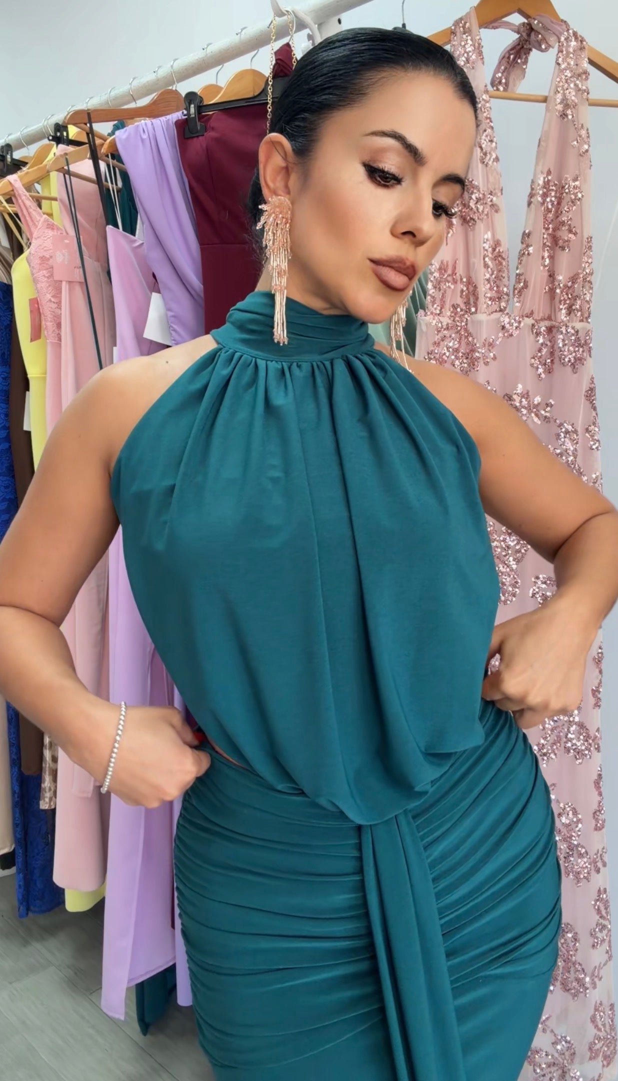 VESTIDO CARMIN VERDE