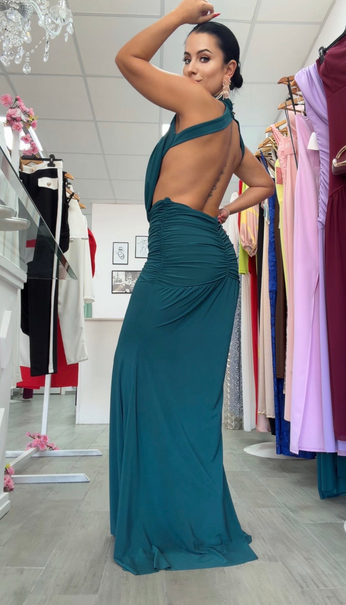 VESTIDO CARMIN VERDE