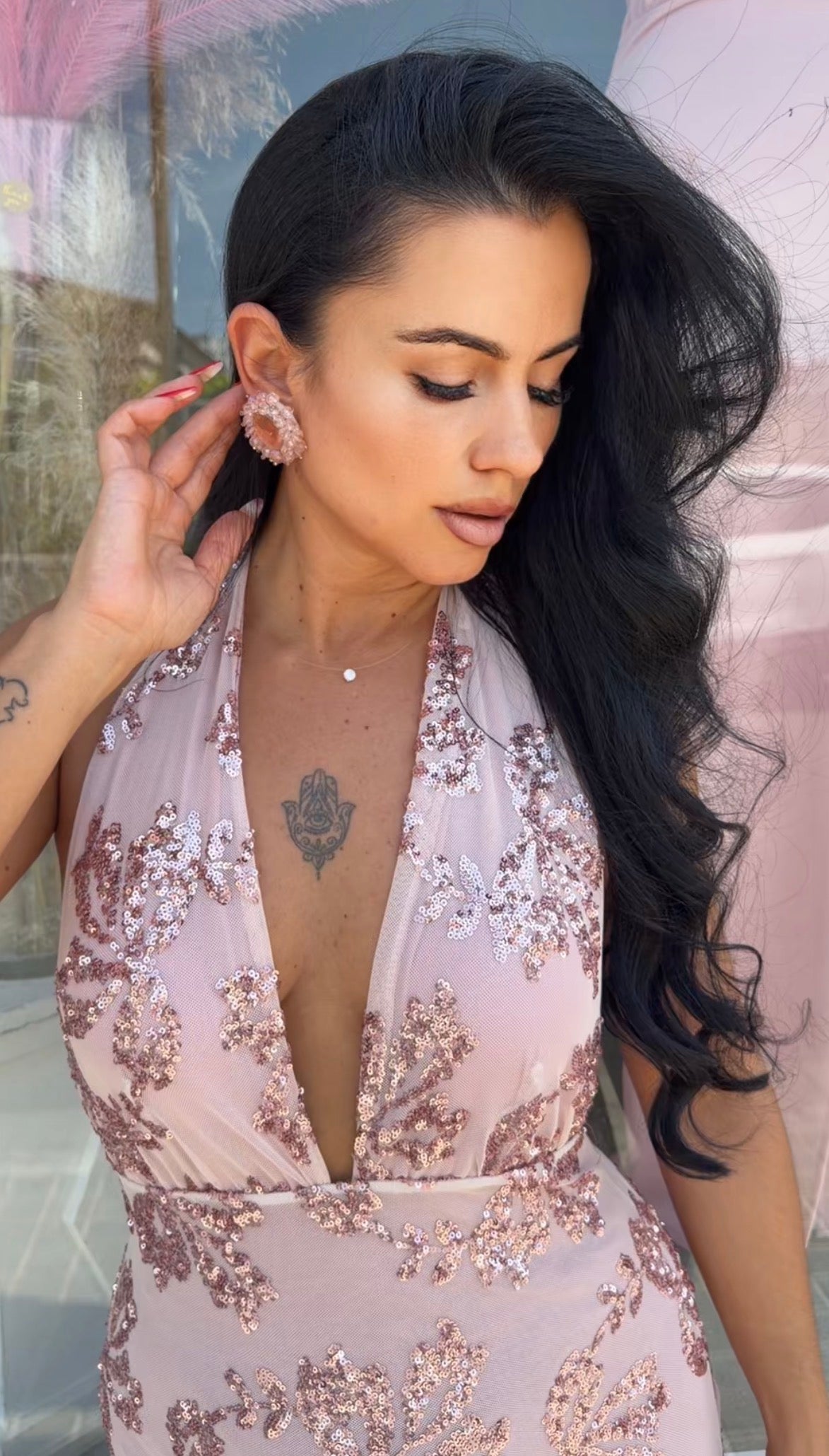 VESTIDO SANTORINI ROSA MAQUILLAJE