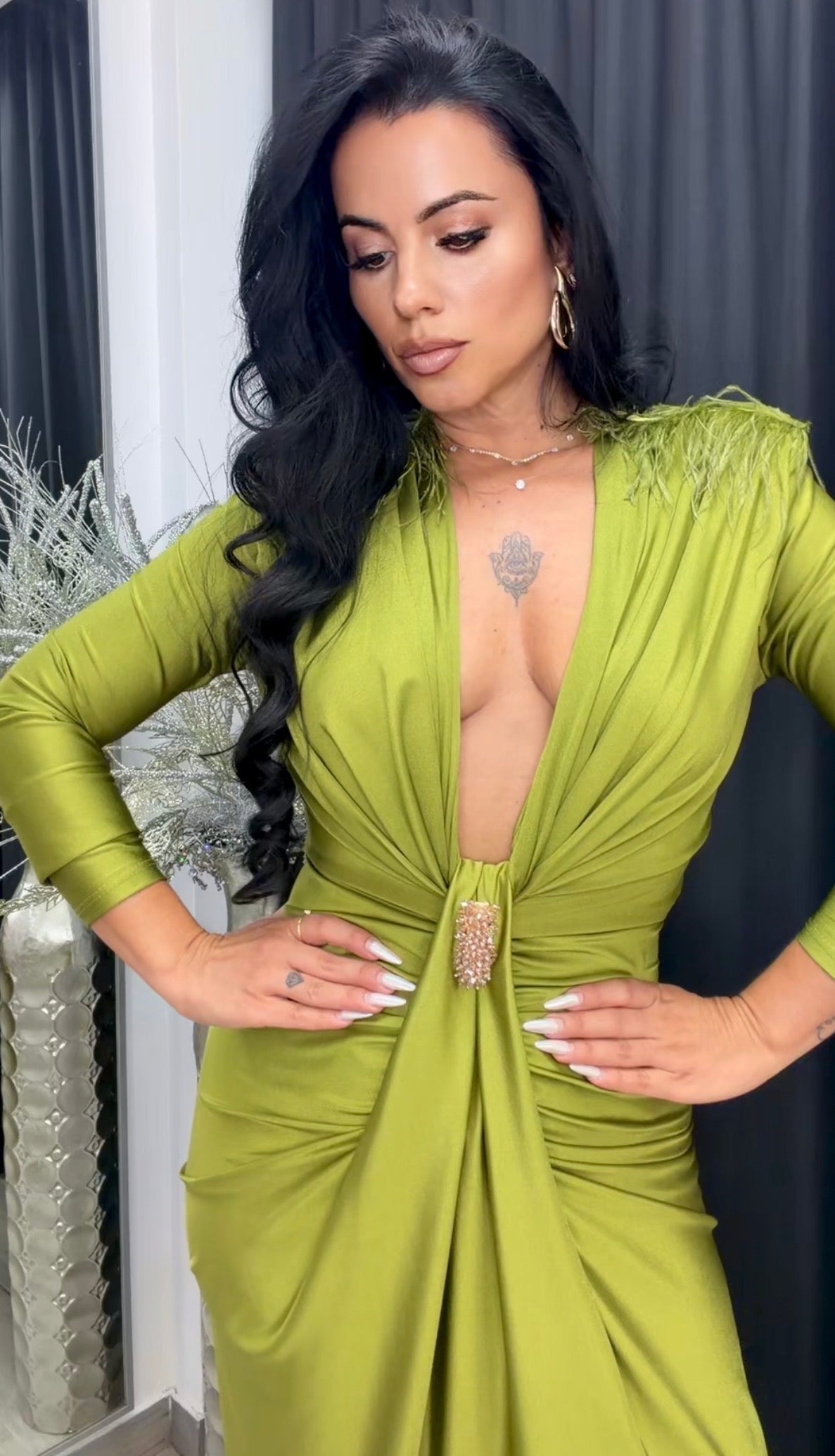 VESTIDO CARINA VERDE OLIVA
