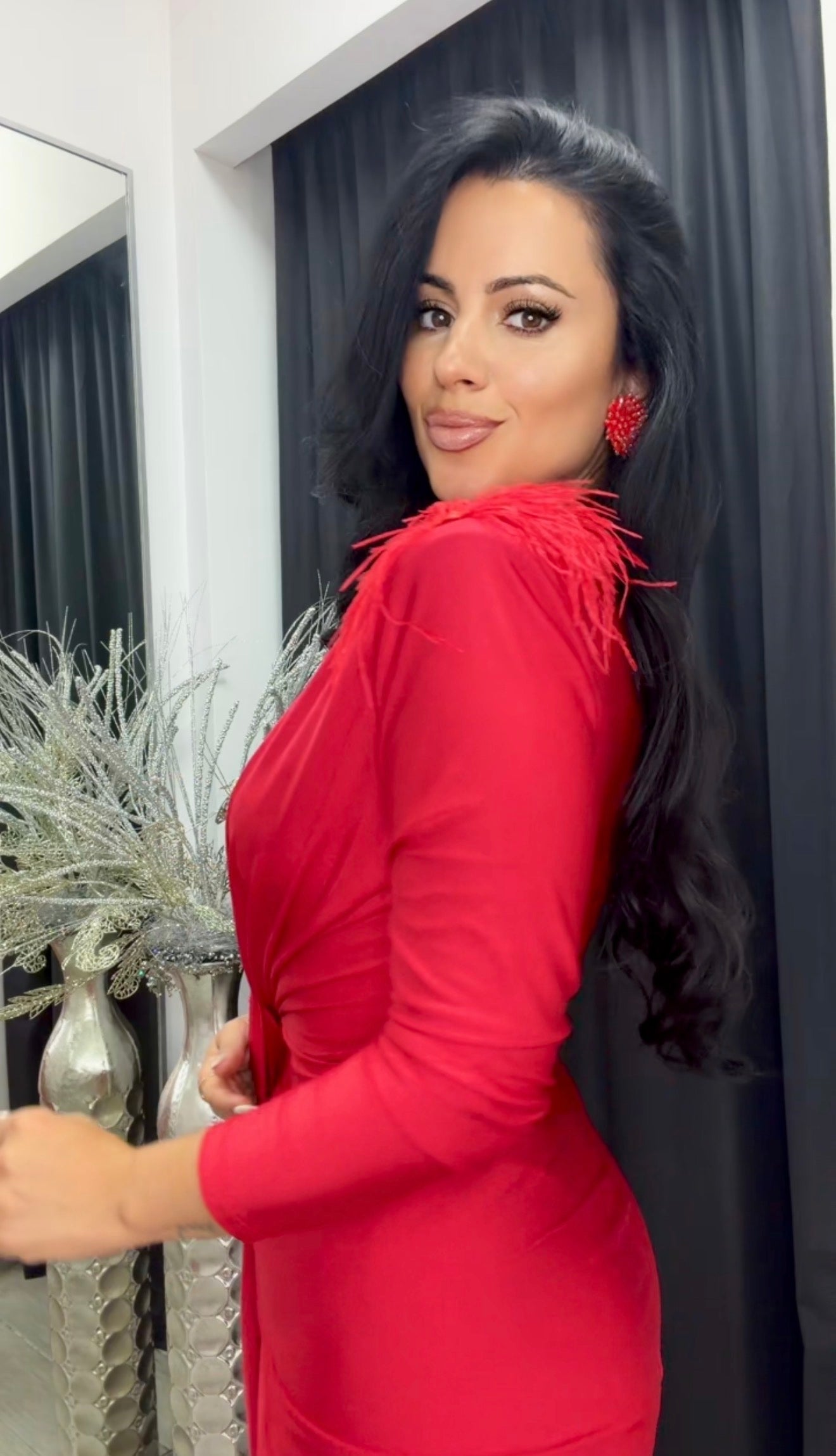 VESTIDO CARINA ROJO VINO