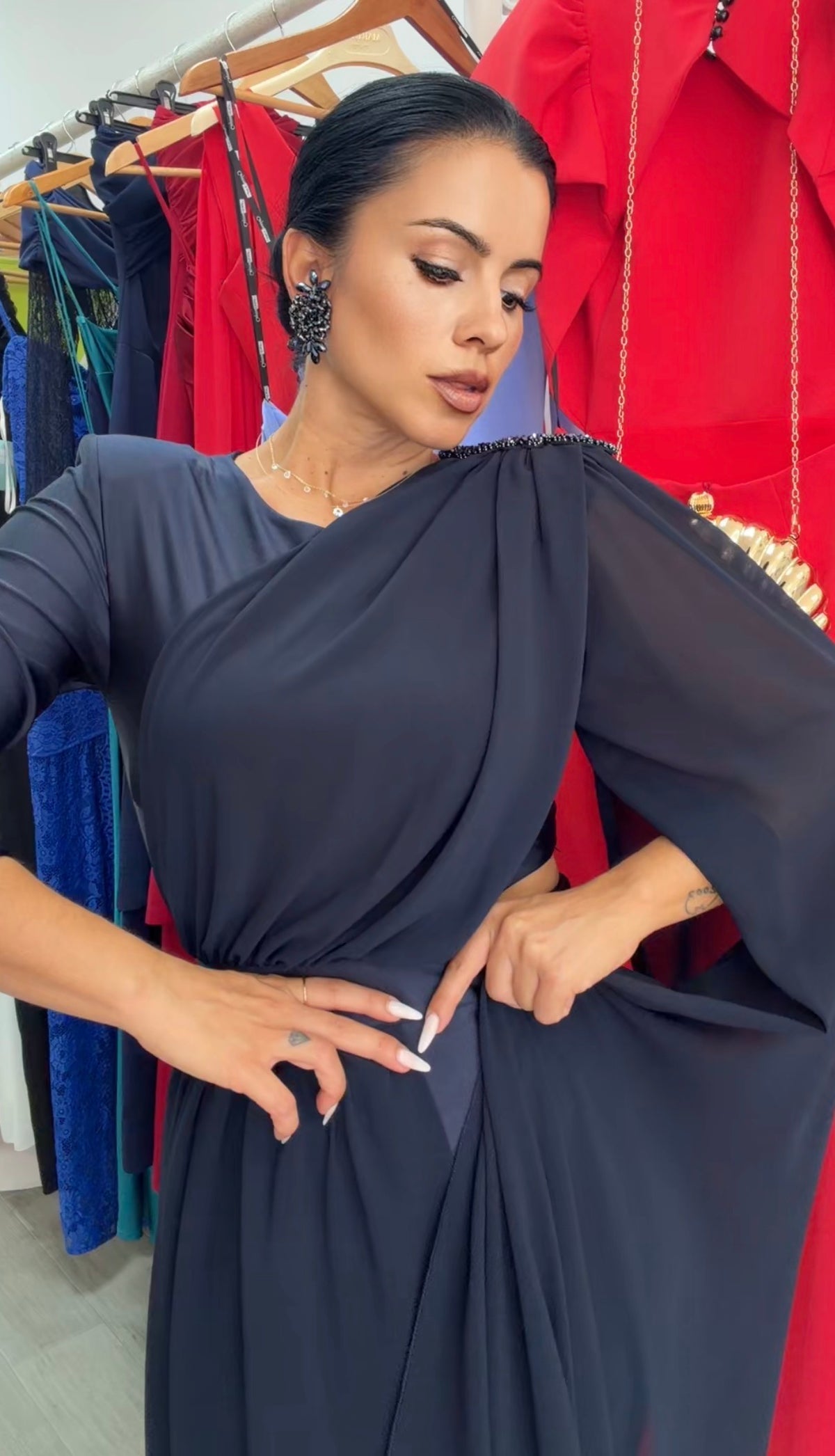 VESTIDO EGIPCIO AZUL MARINO