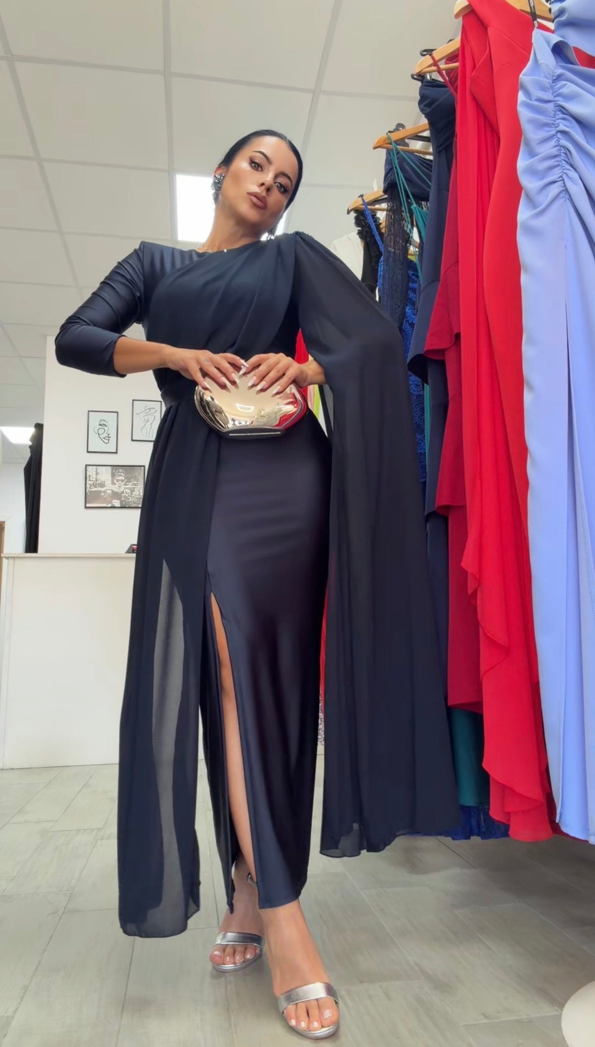 VESTIDO EGIPCIO AZUL MARINO