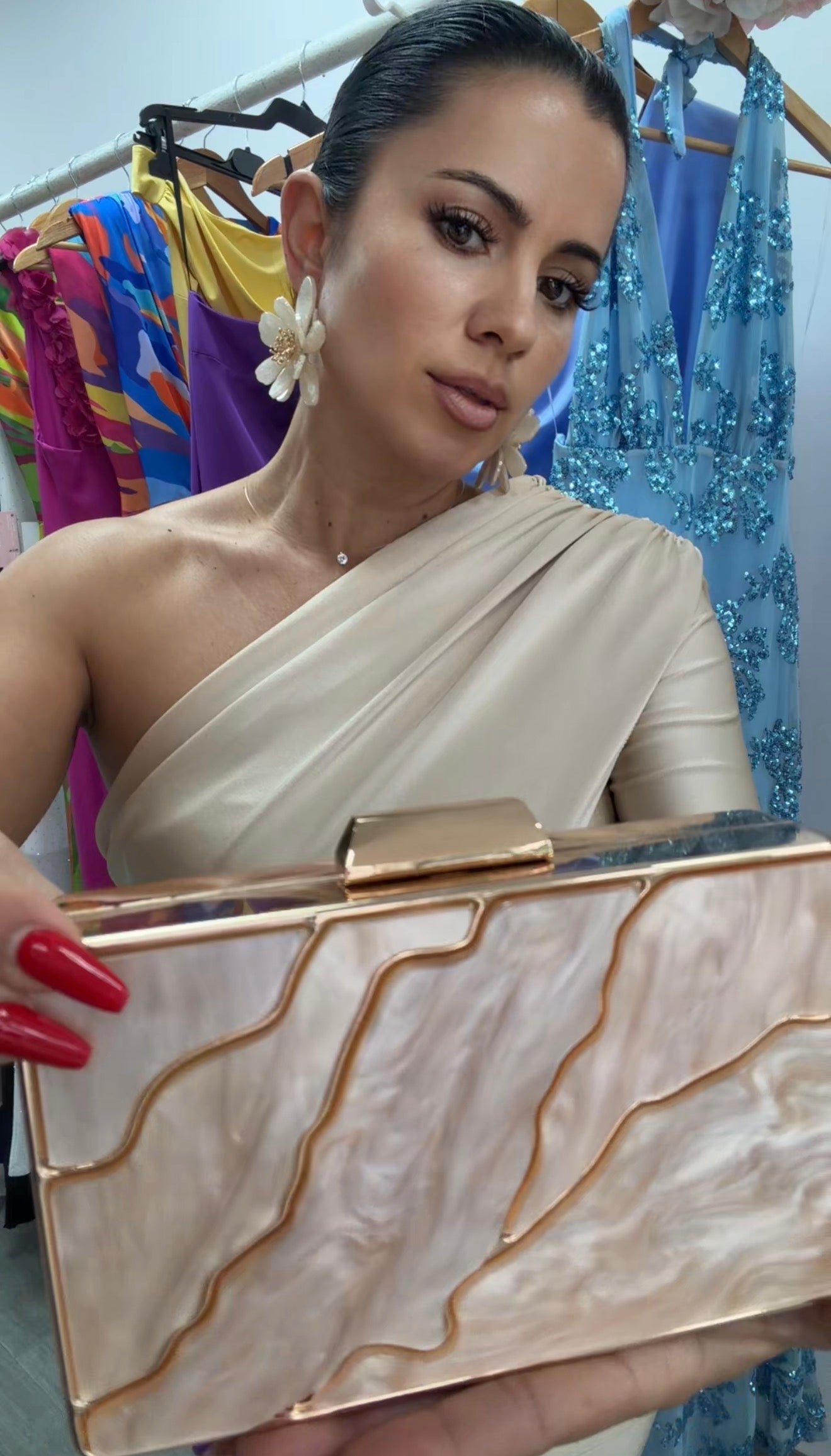 VESTIDO IRIS BEIGE,DORADO