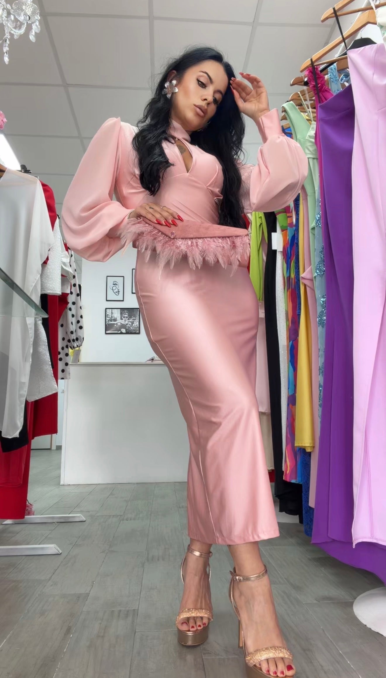 VESTIDO LIDIA ROSA MAQUILLAJE