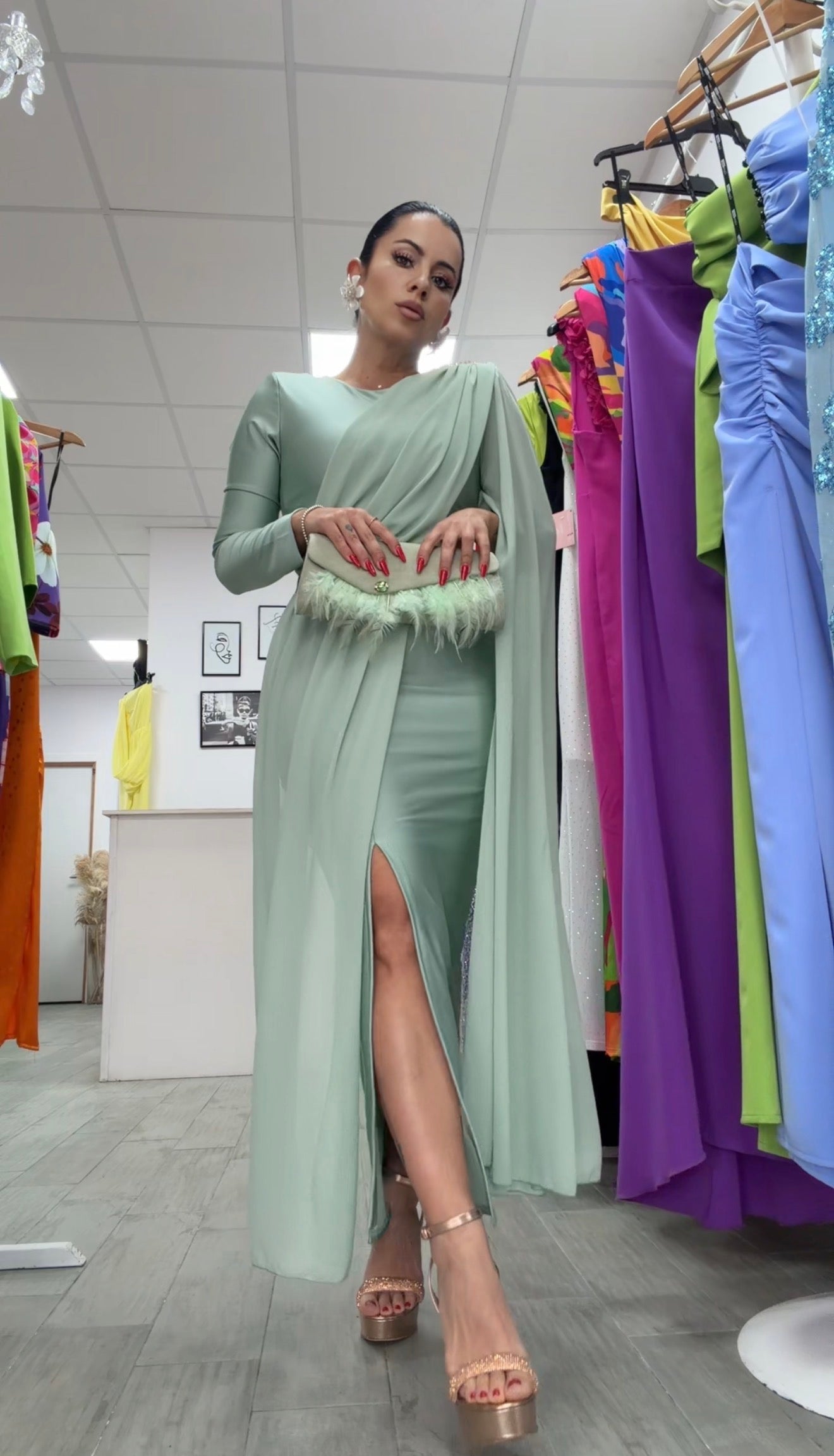 VESTIDO EGIPCIO VERDE MENTA