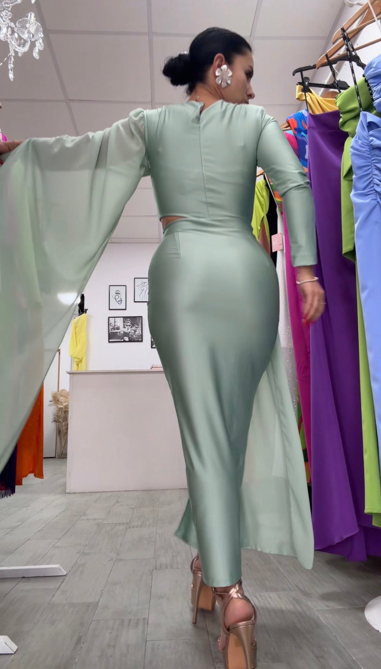 VESTIDO EGIPCIO VERDE MENTA